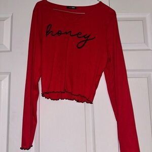 Fashion nova Red 'Honey' Print Crop Top